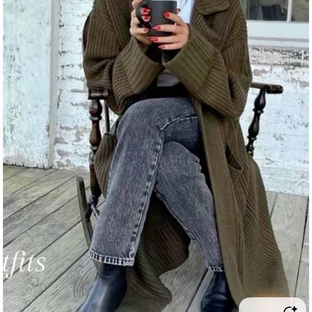 We wore what Olive Green Knit Cardigan